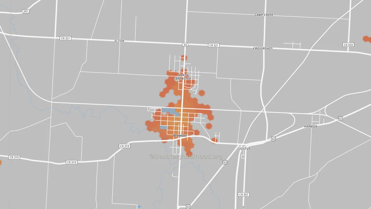 Bike Grade map of 44613, OH