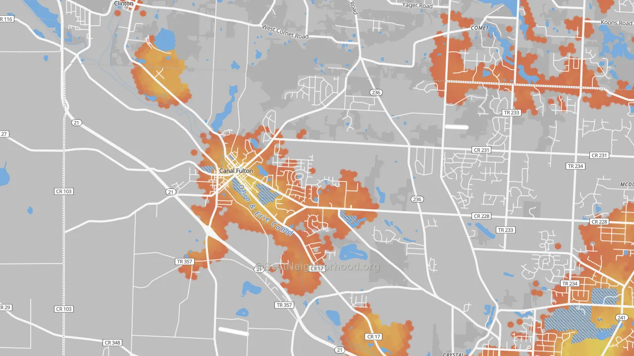 Bike Grade map of 44614, OH