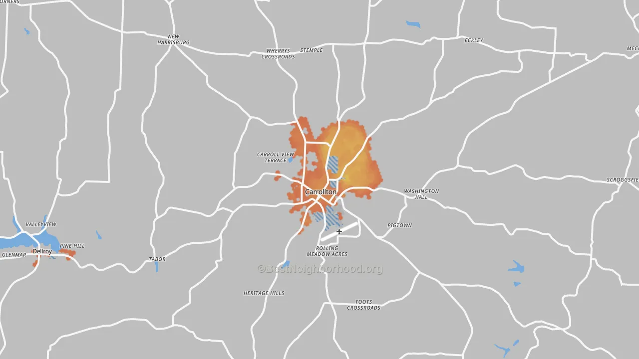 Bike Grade map of 44615, OH
