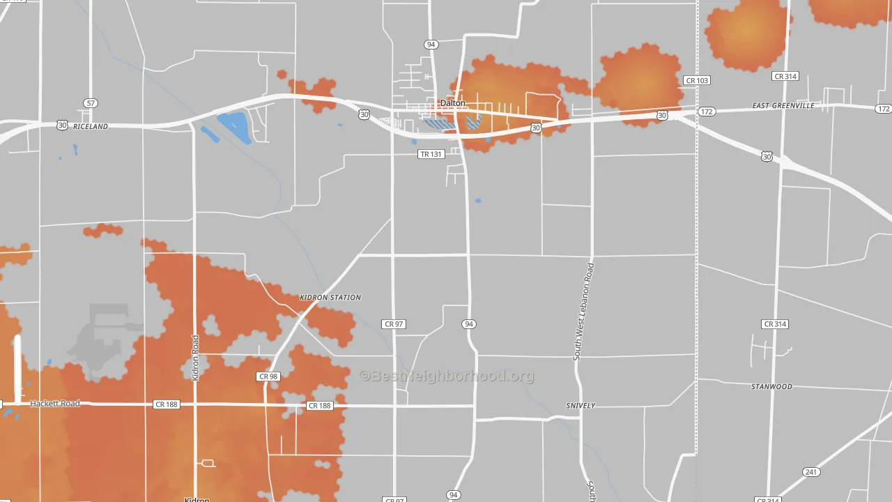 Bike Grade map of 44618, OH