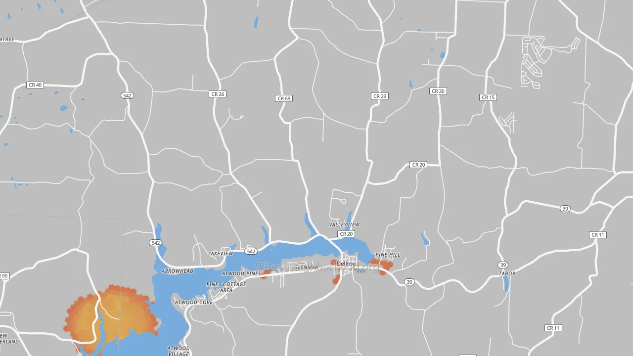 Bike Grade map of 44620, OH