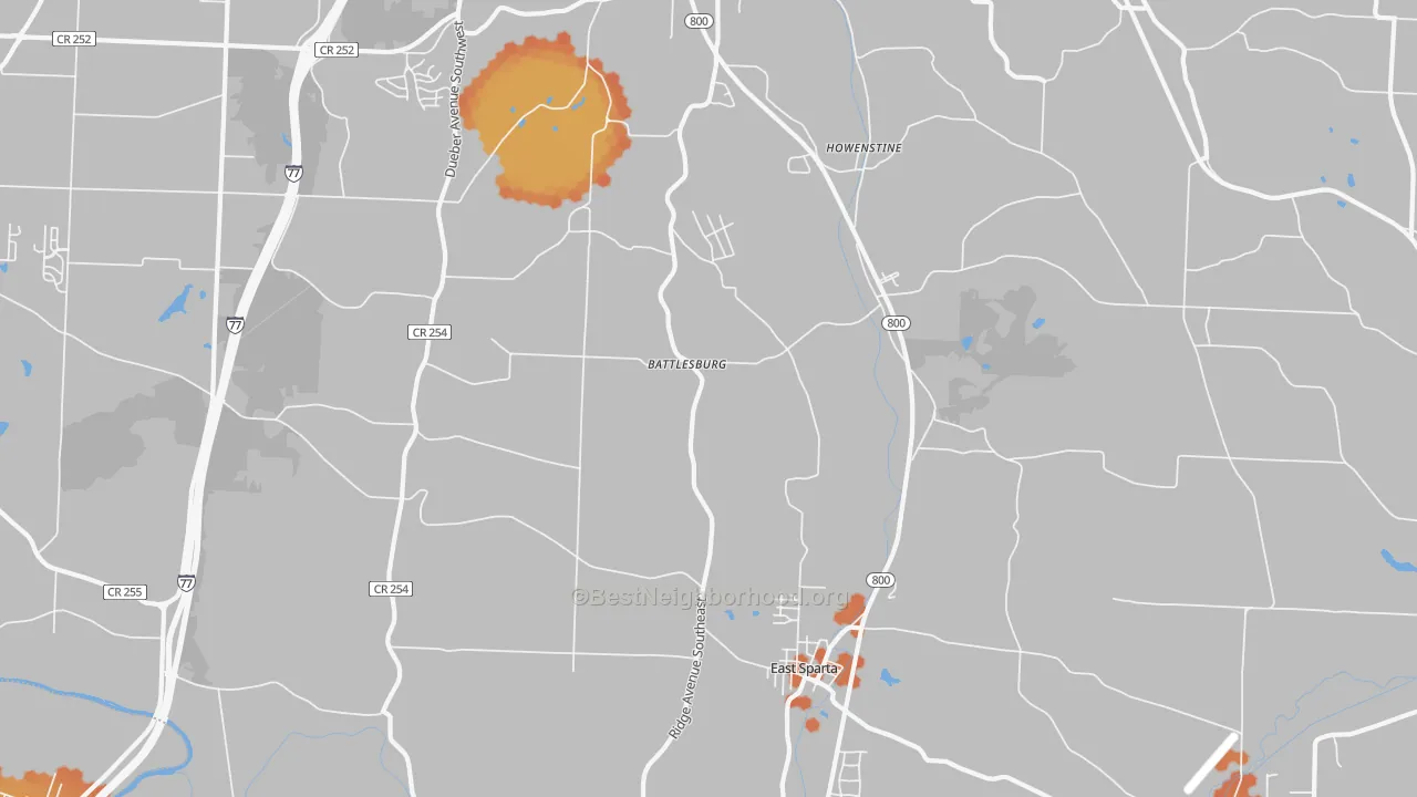 Bike Grade map of 44626, OH