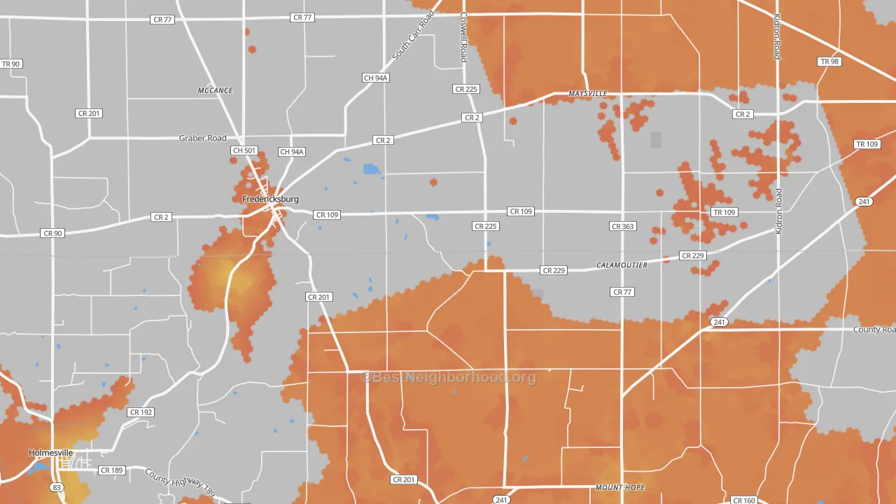 Bike Grade map of 44627, OH
