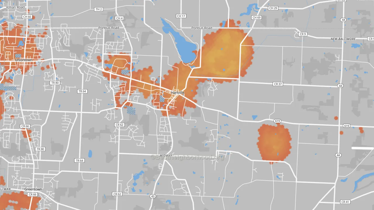 Bike Grade map of 44632, OH