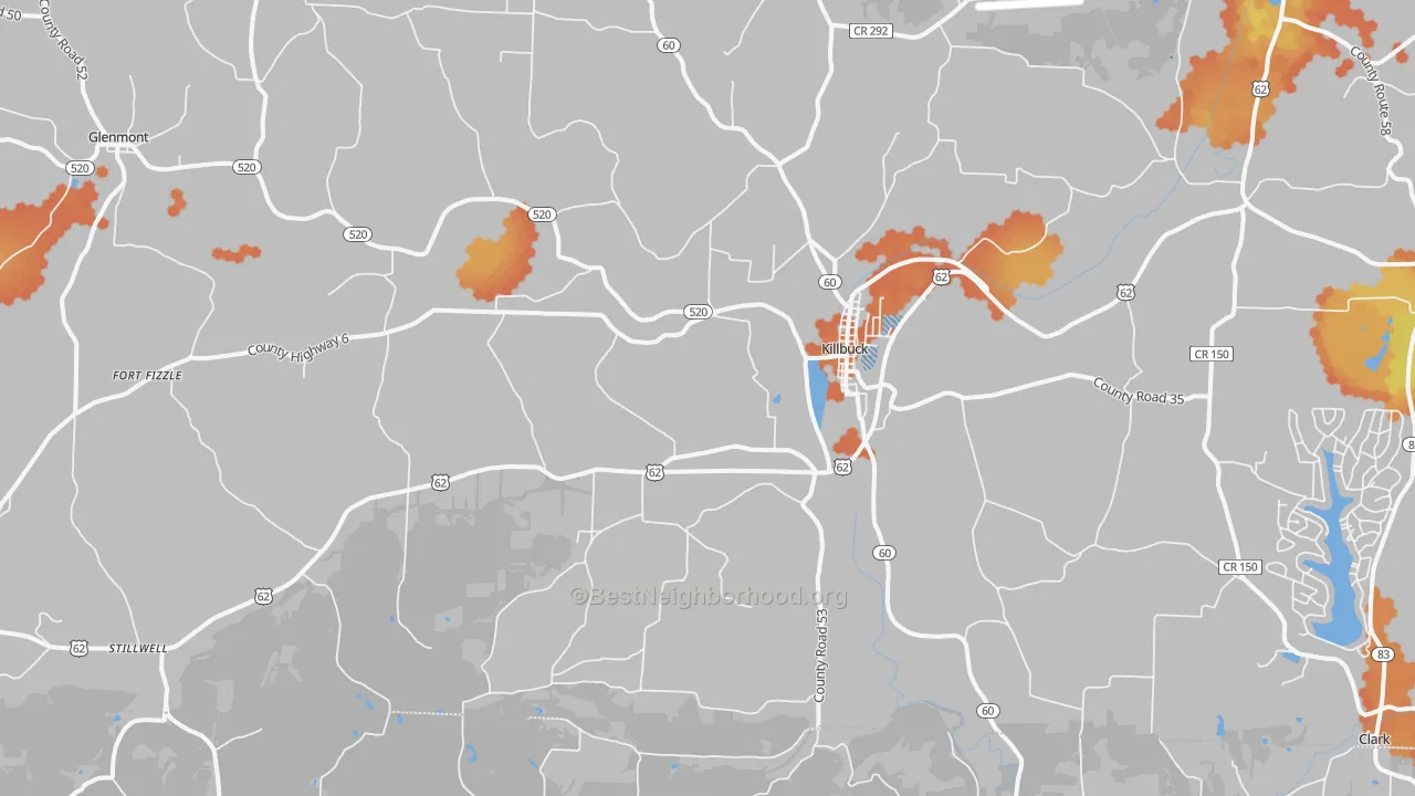 Bike Grade map of 44637, OH