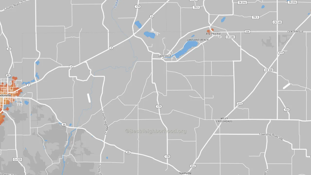 Bike Grade map of 44638, OH