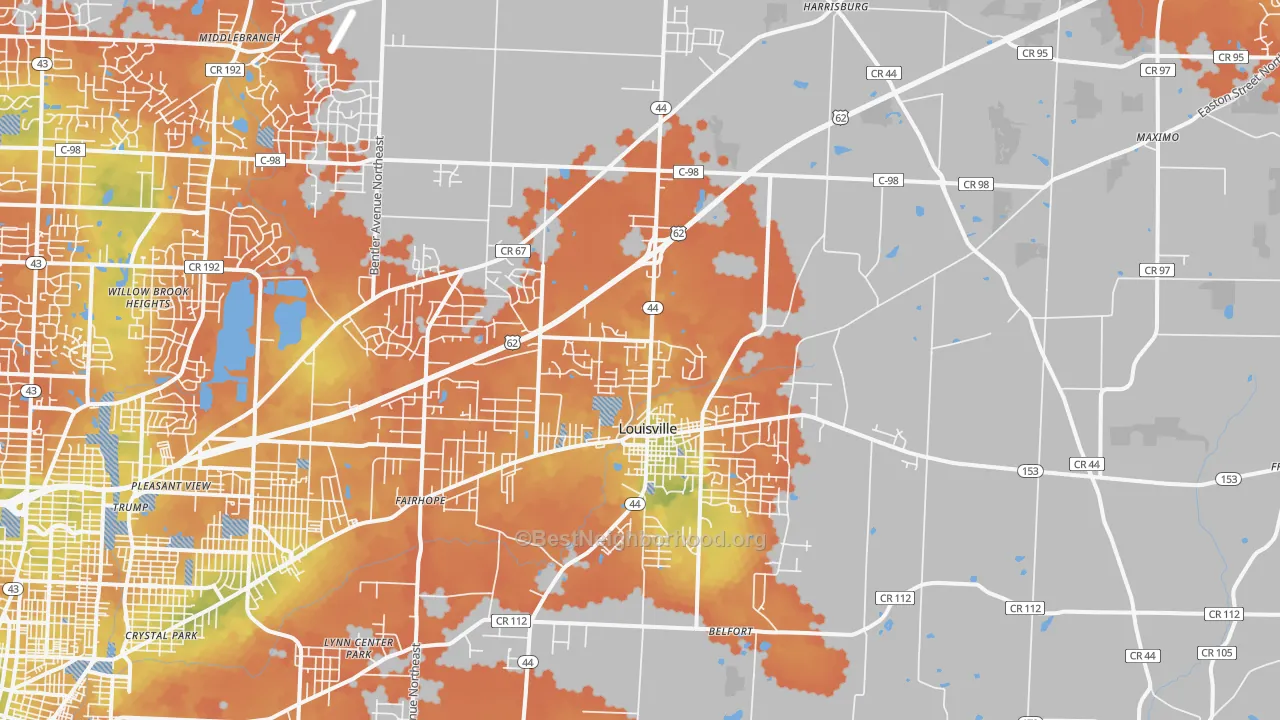 Bike Grade map of 44641, OH