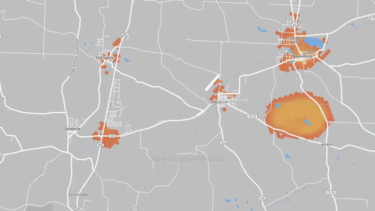 Bike Grade map of 44643, OH