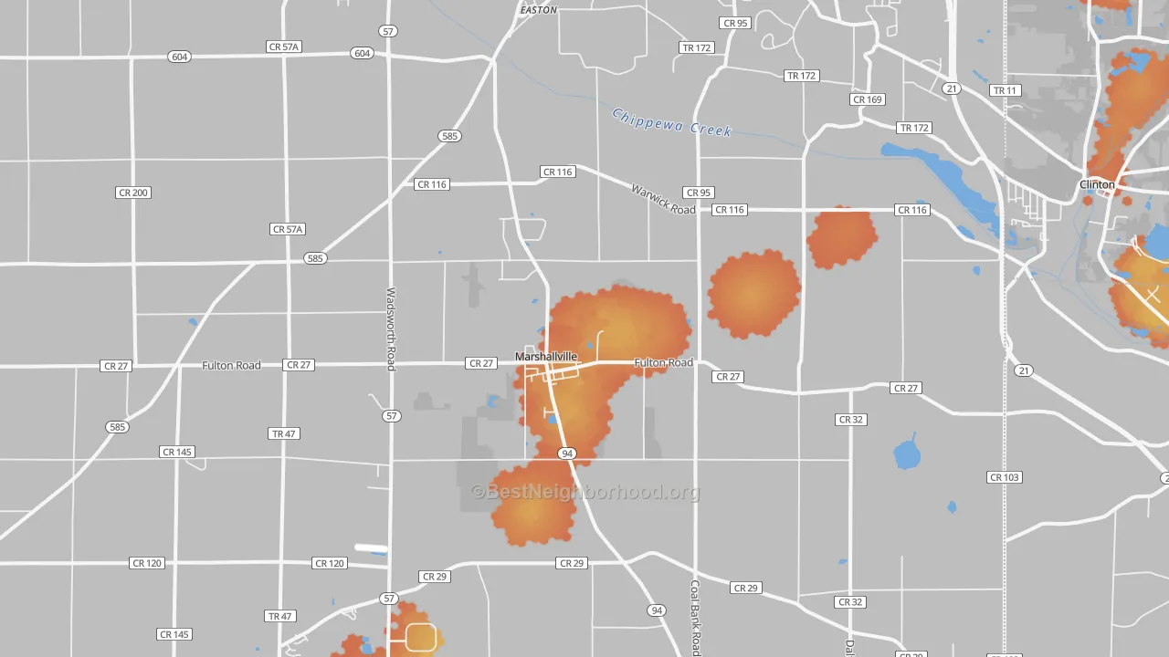 Bike Grade map of 44645, OH