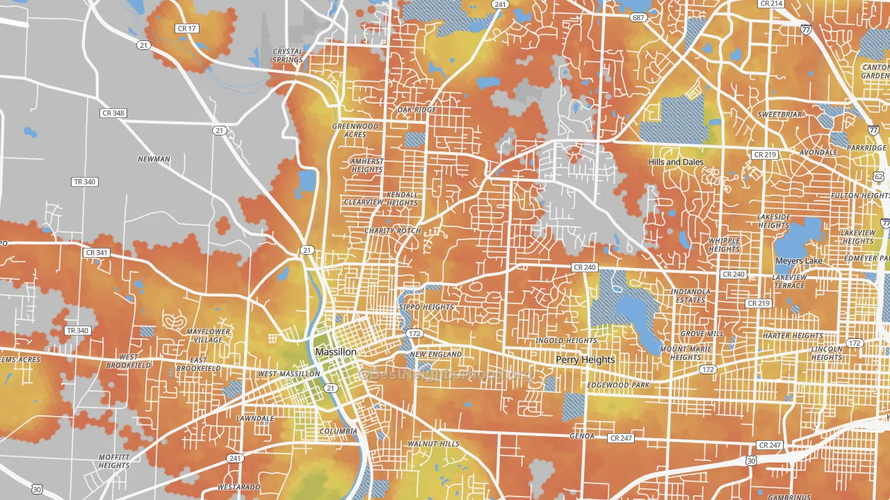 Bike Grade map of 44646, OH