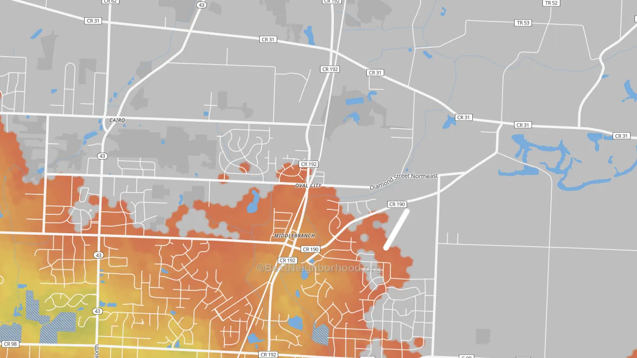 Bike Grade map of 44652, OH