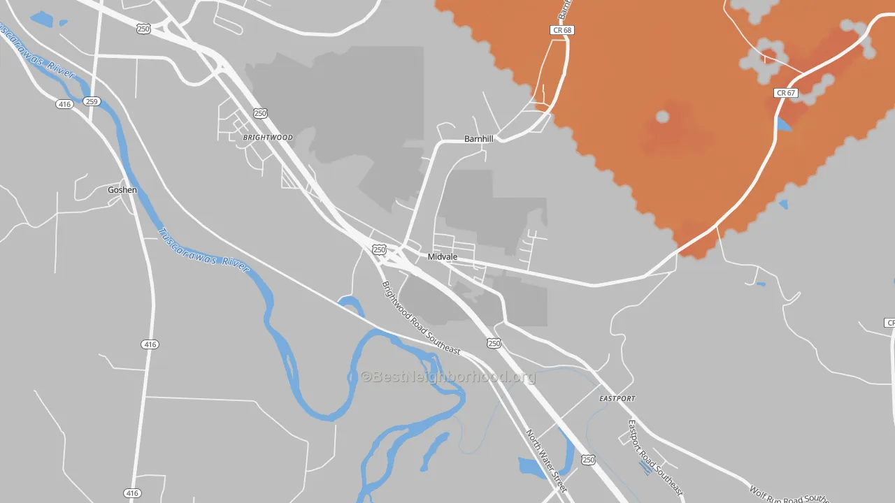 Bike Grade map of 44653, OH