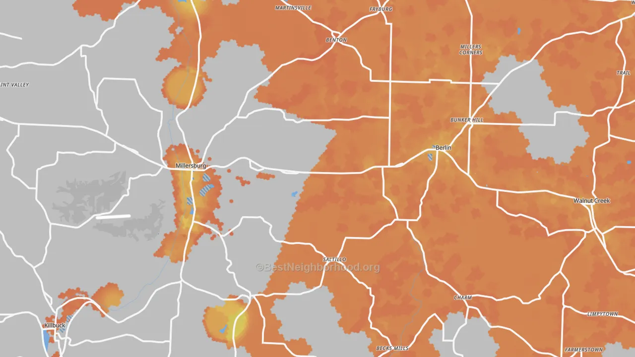 Bike Grade map of 44654, OH
