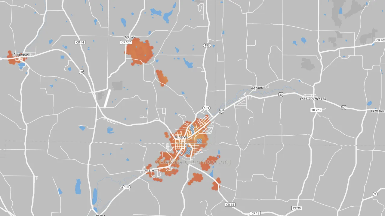 Bike Grade map of 44657, OH