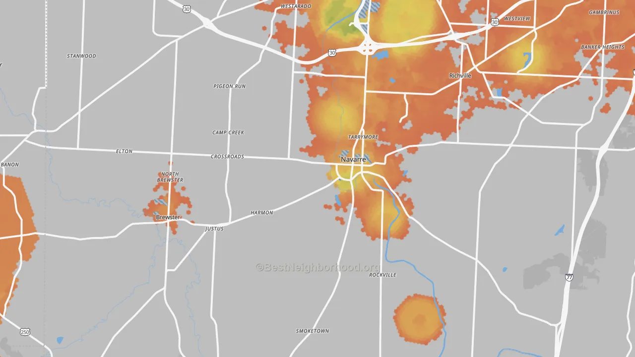 Bike Grade map of 44662, OH