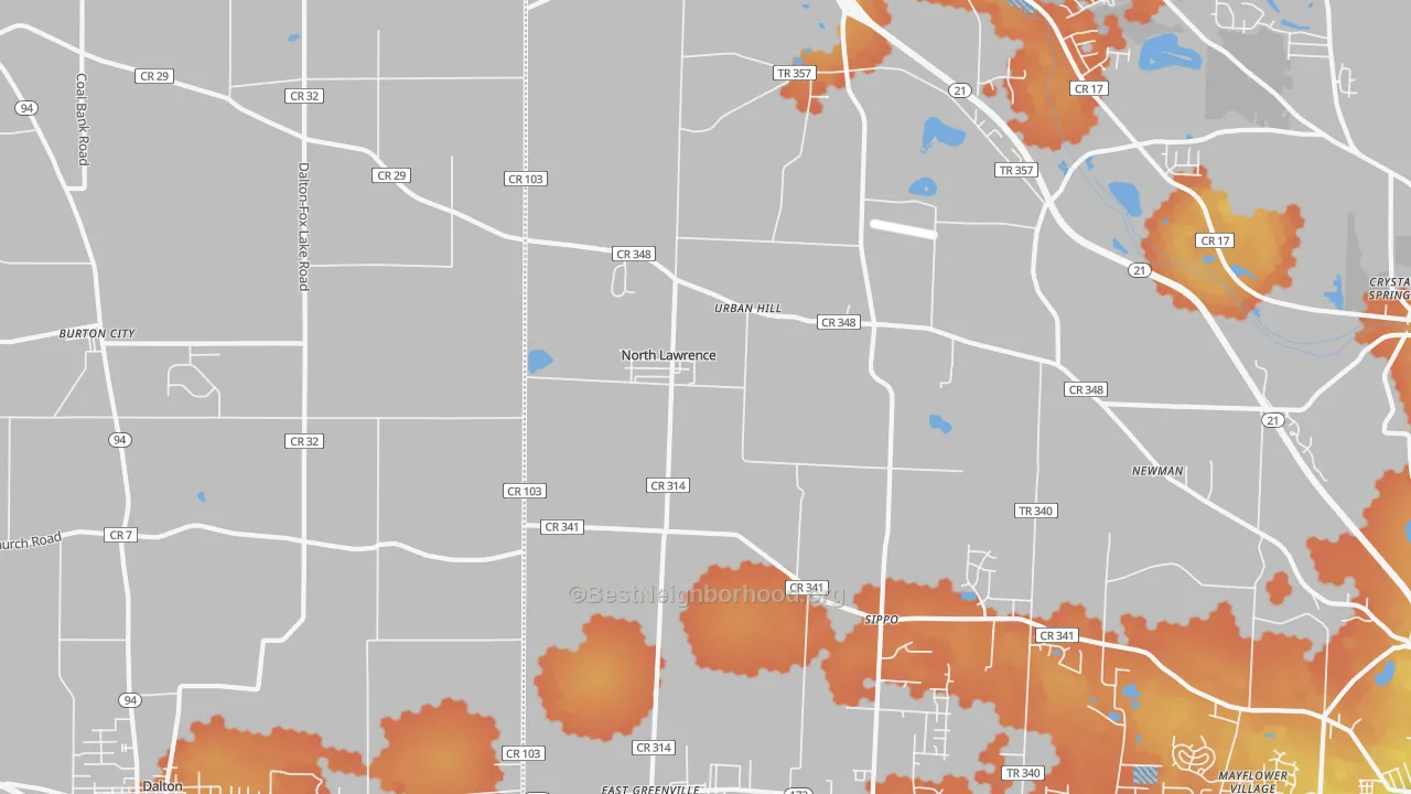 Bike Grade map of 44666, OH
