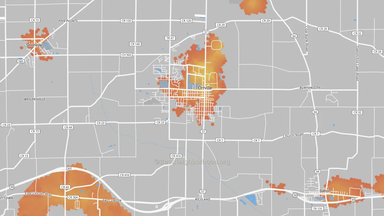 Bike Grade map of 44667, OH