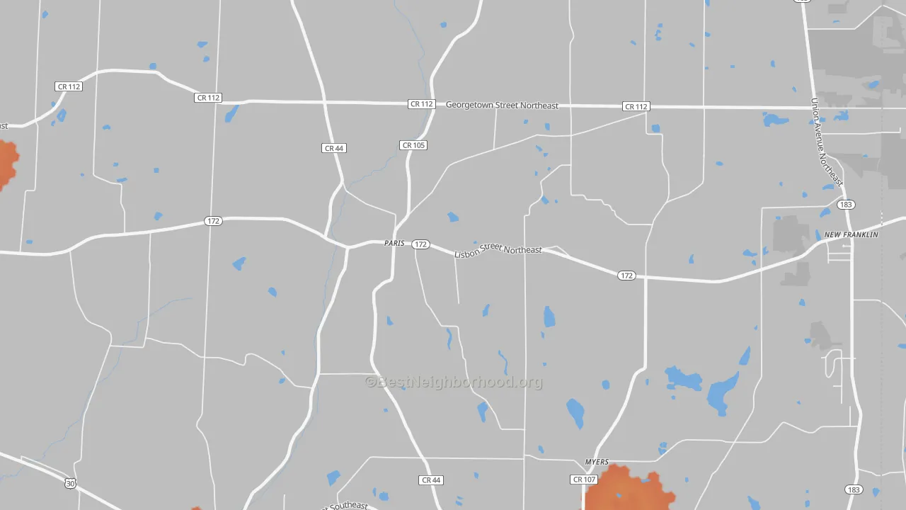 Bike Grade map of 44669, OH