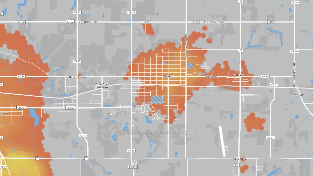 Bike Grade map of 44672, OH