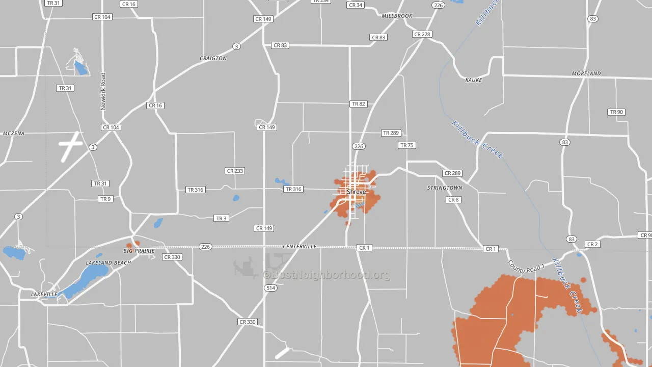 Bike Grade map of 44676, OH