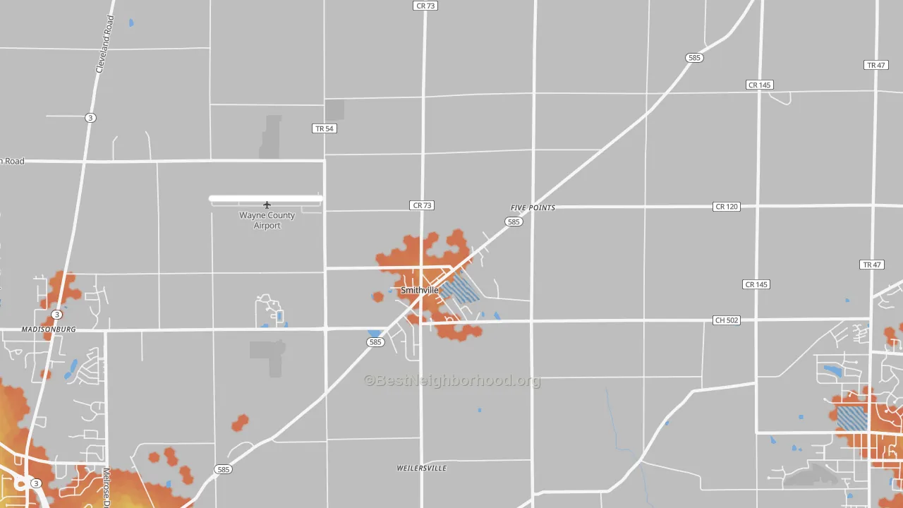 Bike Grade map of 44677, OH