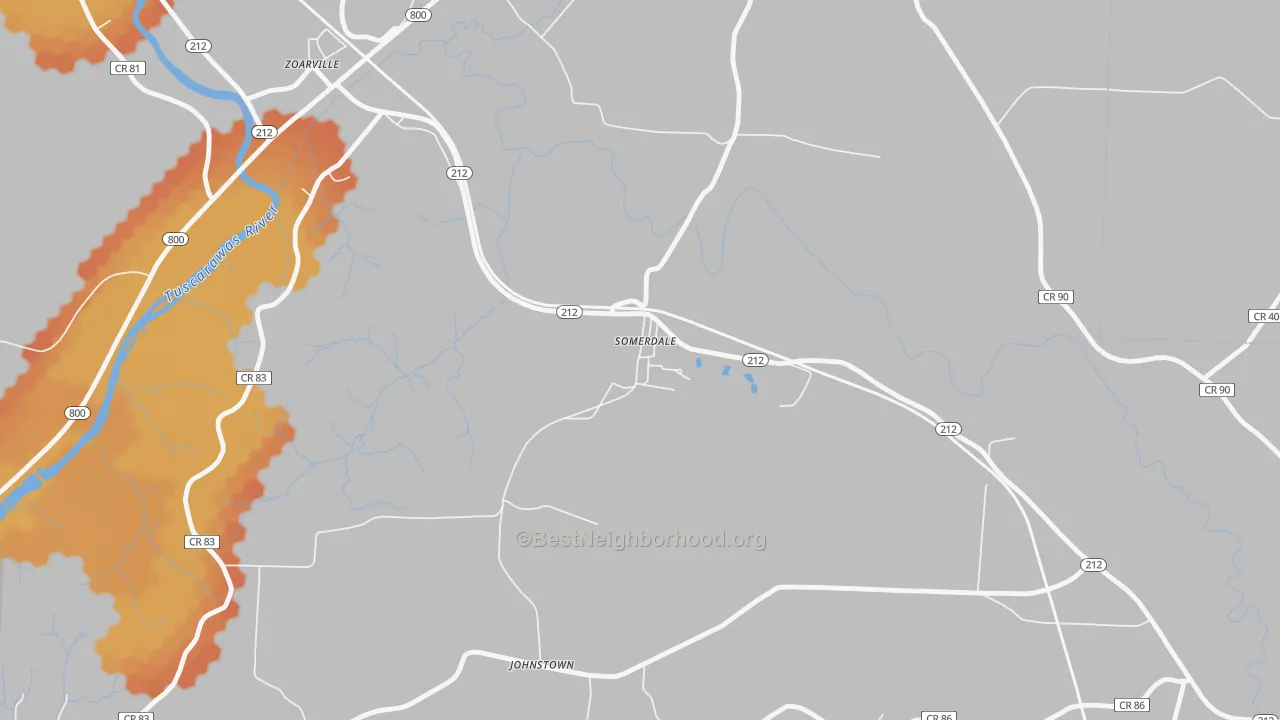 Bike Grade map of 44678, OH