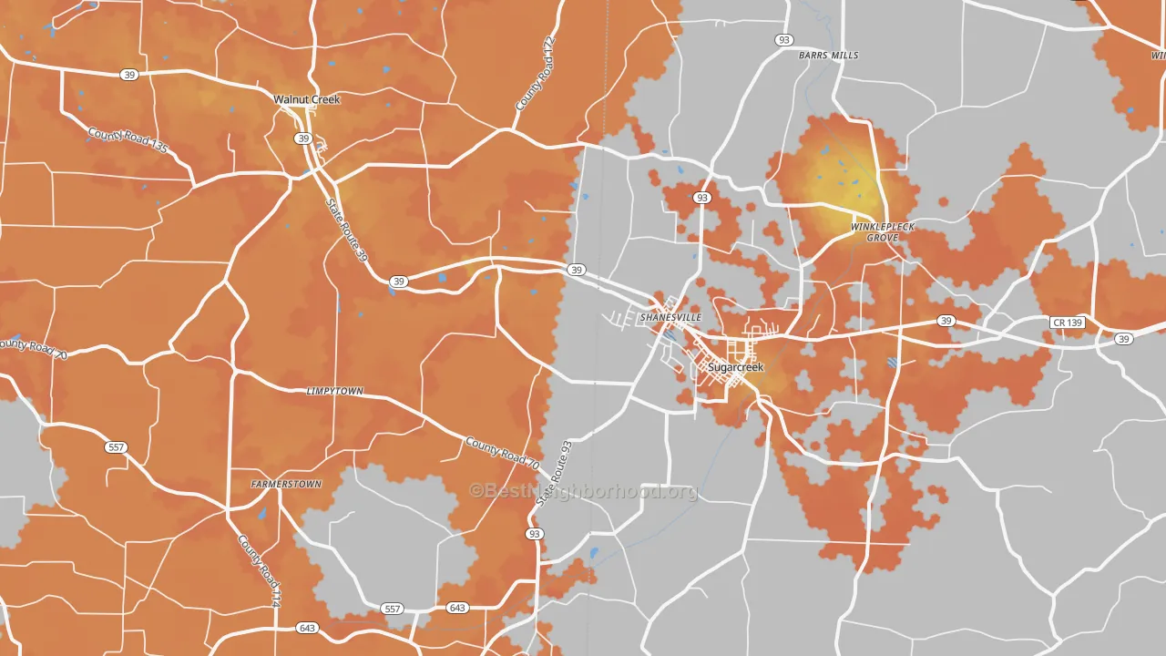 Bike Grade map of 44681, OH