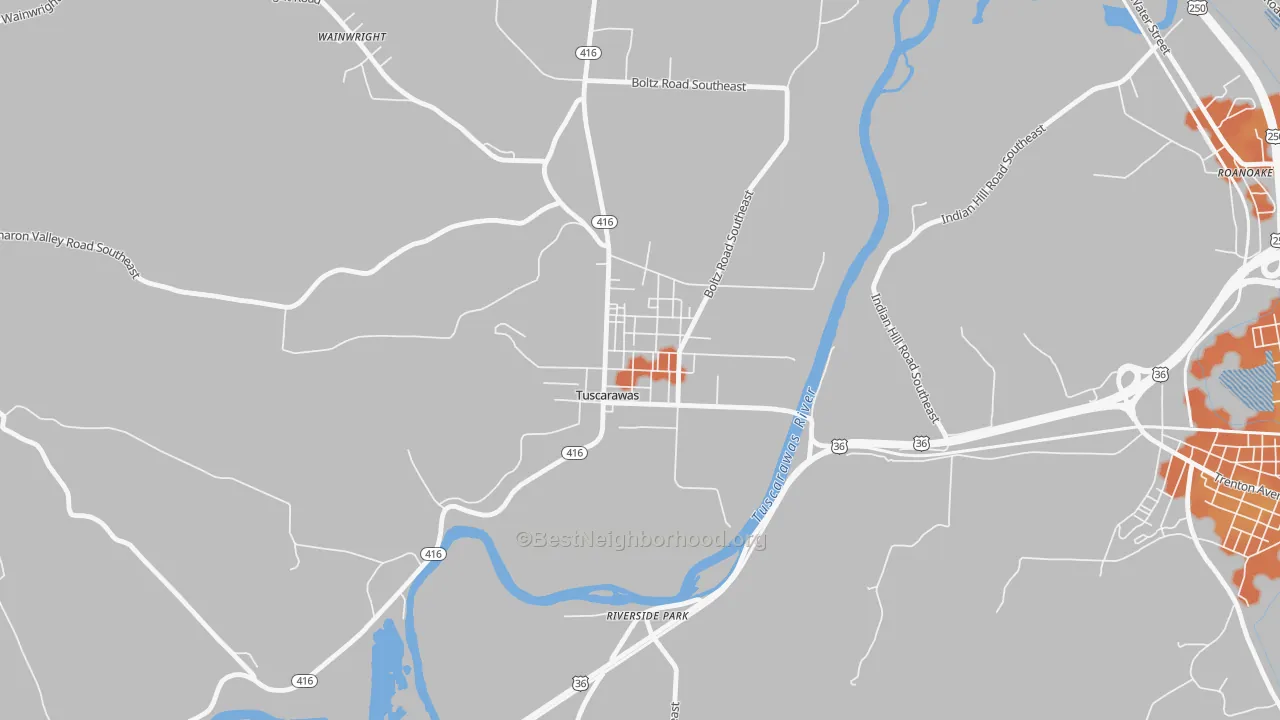 Bike Grade map of 44682, OH