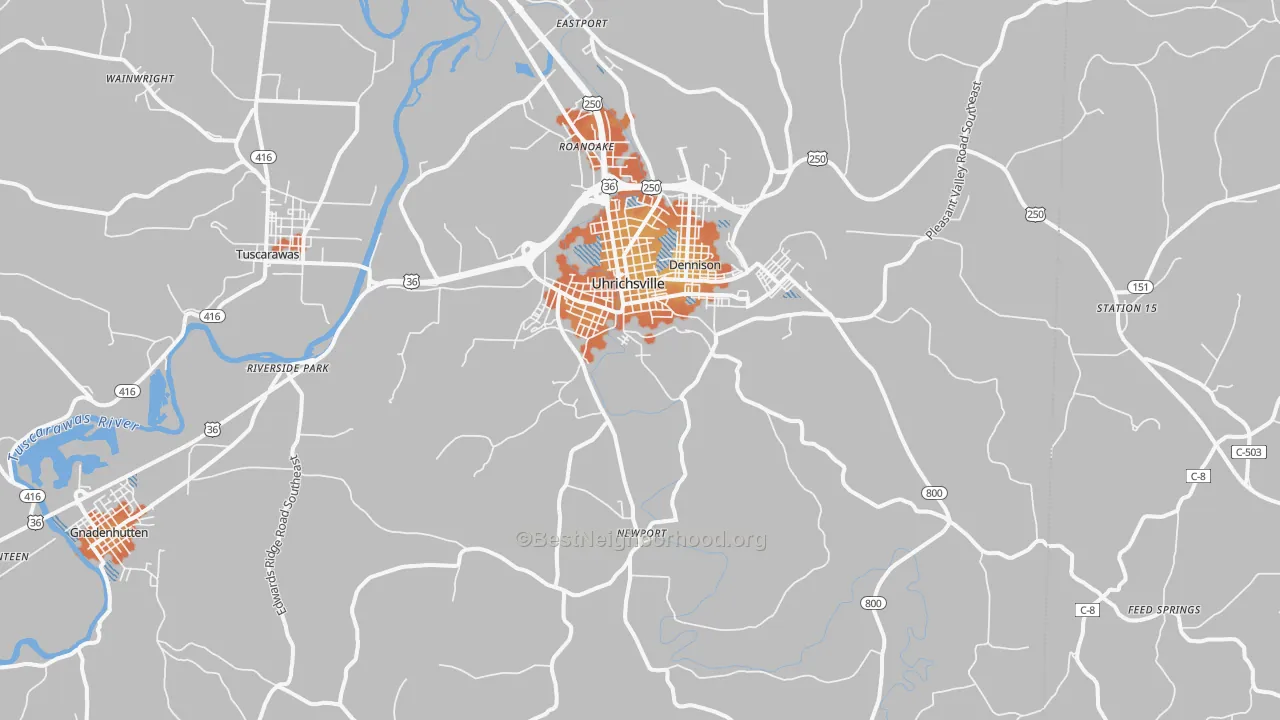 Bike Grade map of 44683, OH