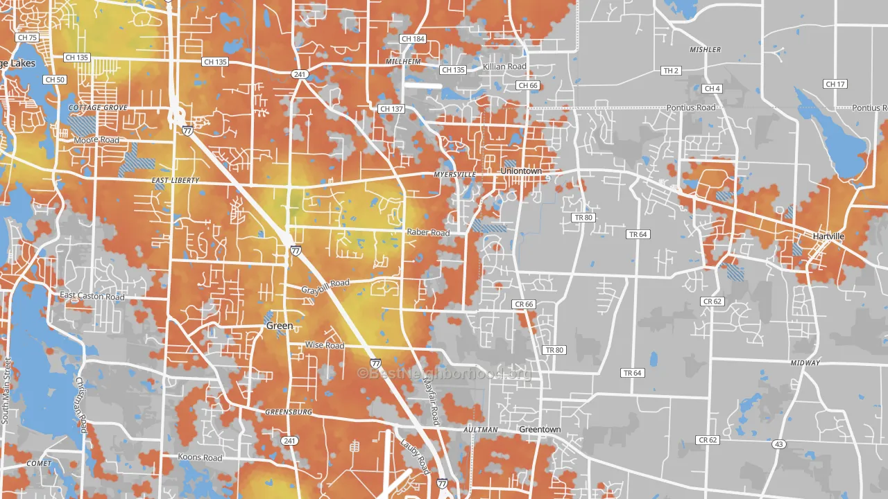 Bike Grade map of 44685, OH