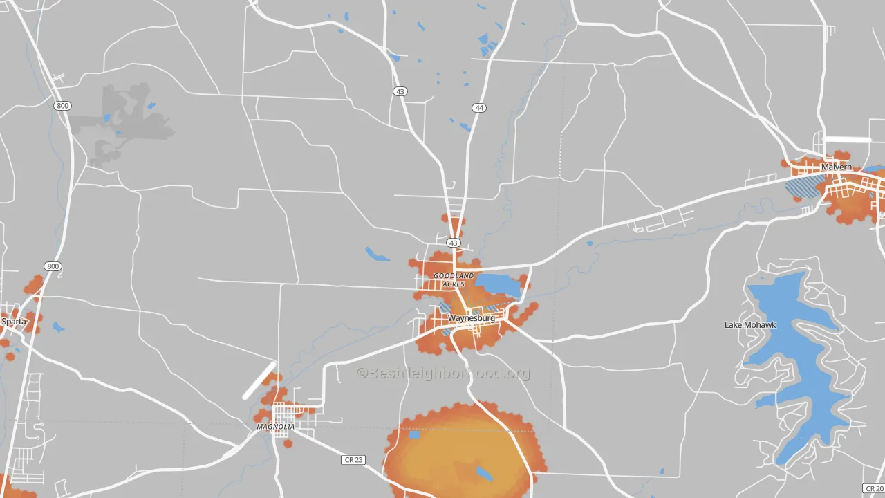 Bike Grade map of 44688, OH