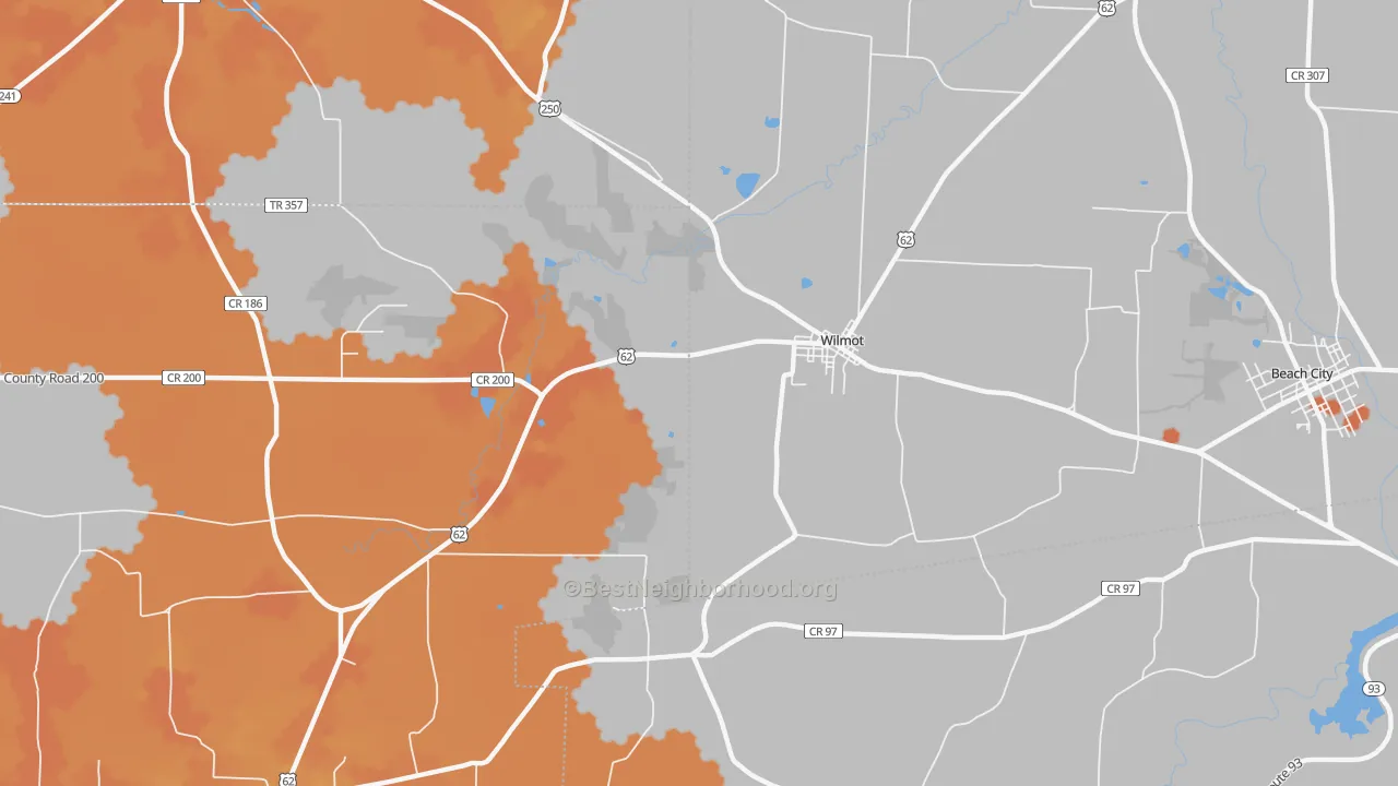 Bike Grade map of 44689, OH