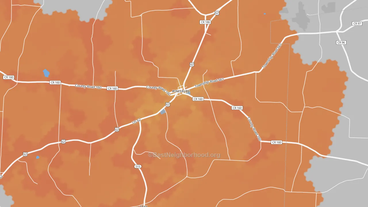 Bike Grade map of 44690, OH