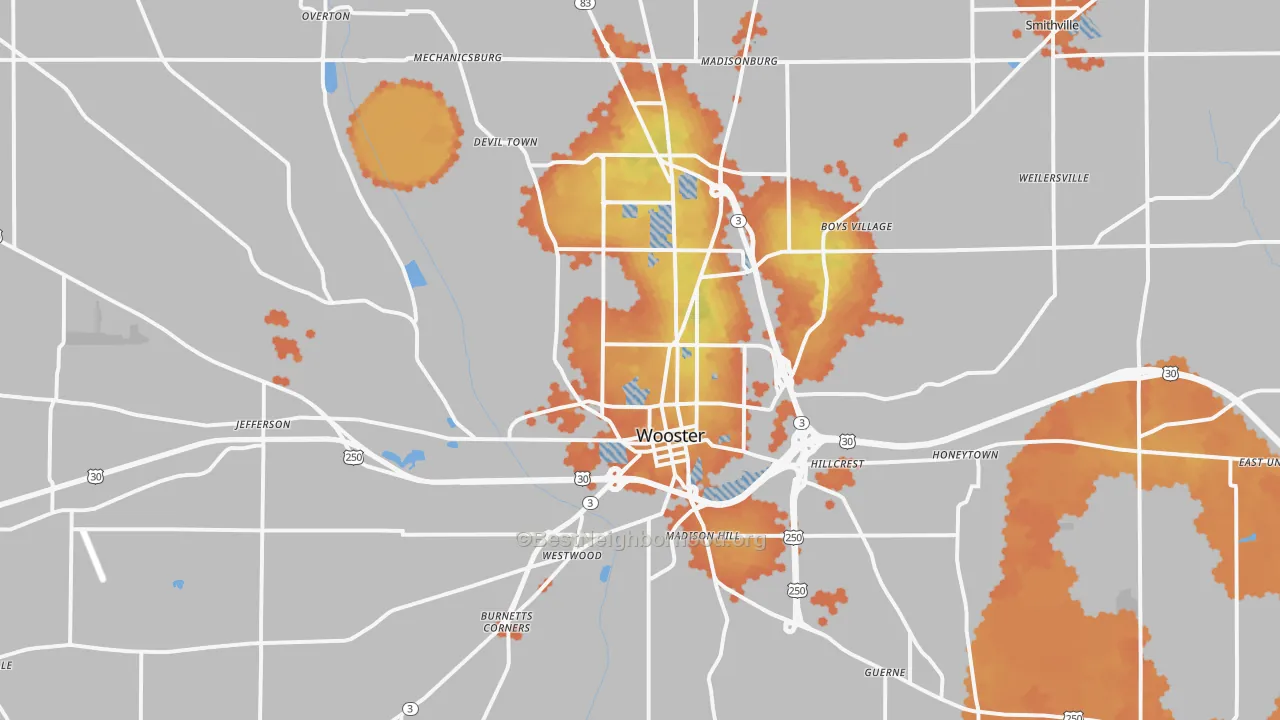 Bike Grade map of 44691, OH