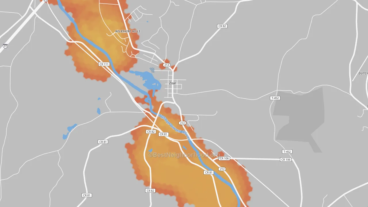 Bike Grade map of 44697, OH
