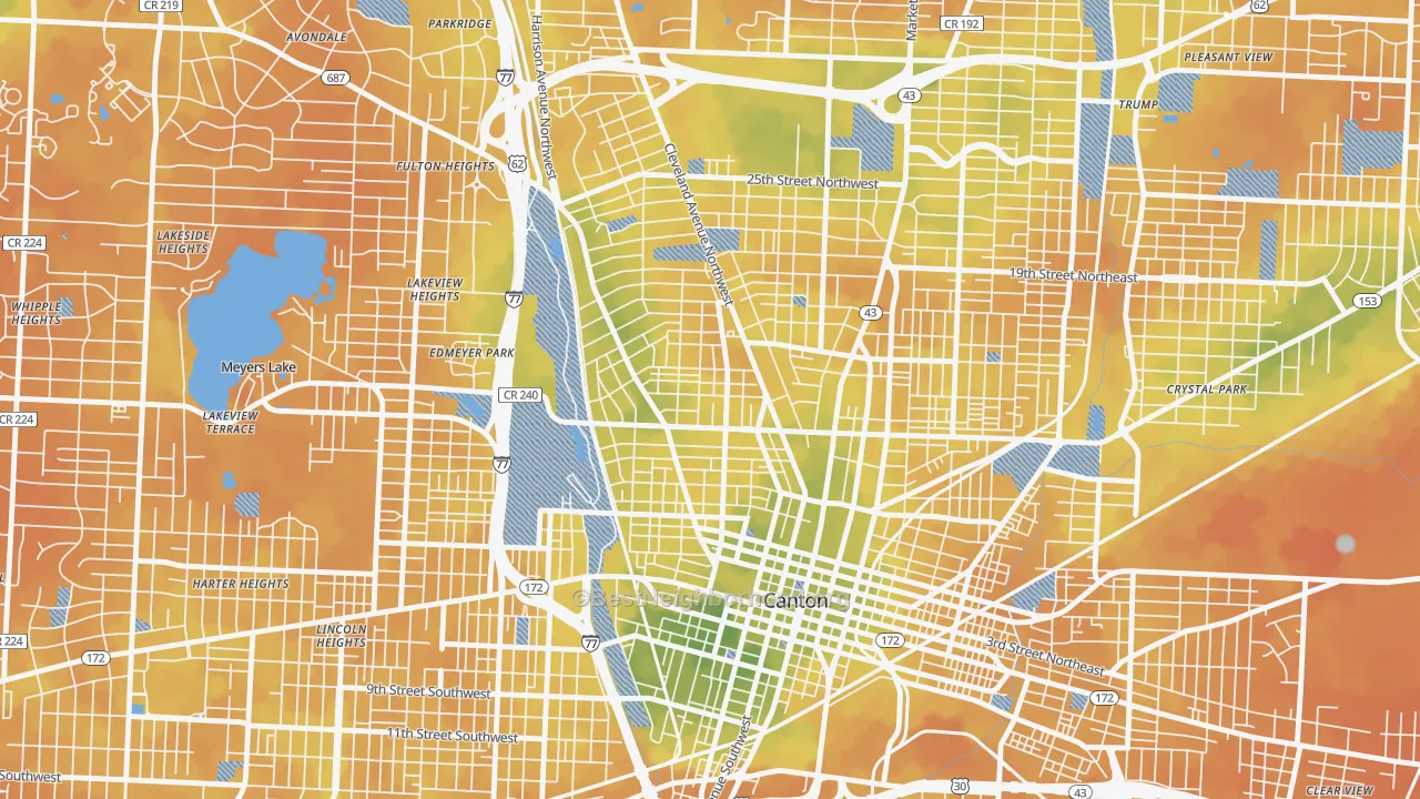 Bike Grade map of 44703, OH