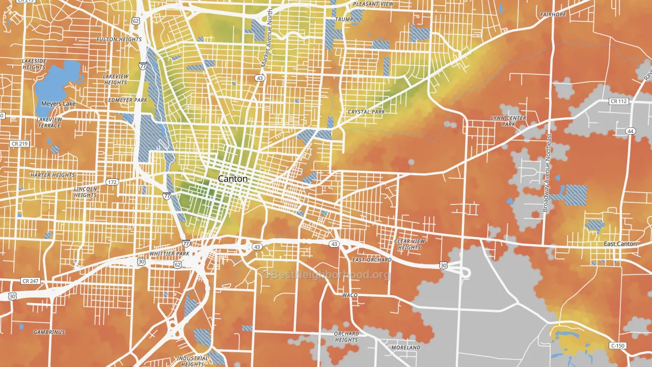 Bike Grade map of 44704, OH