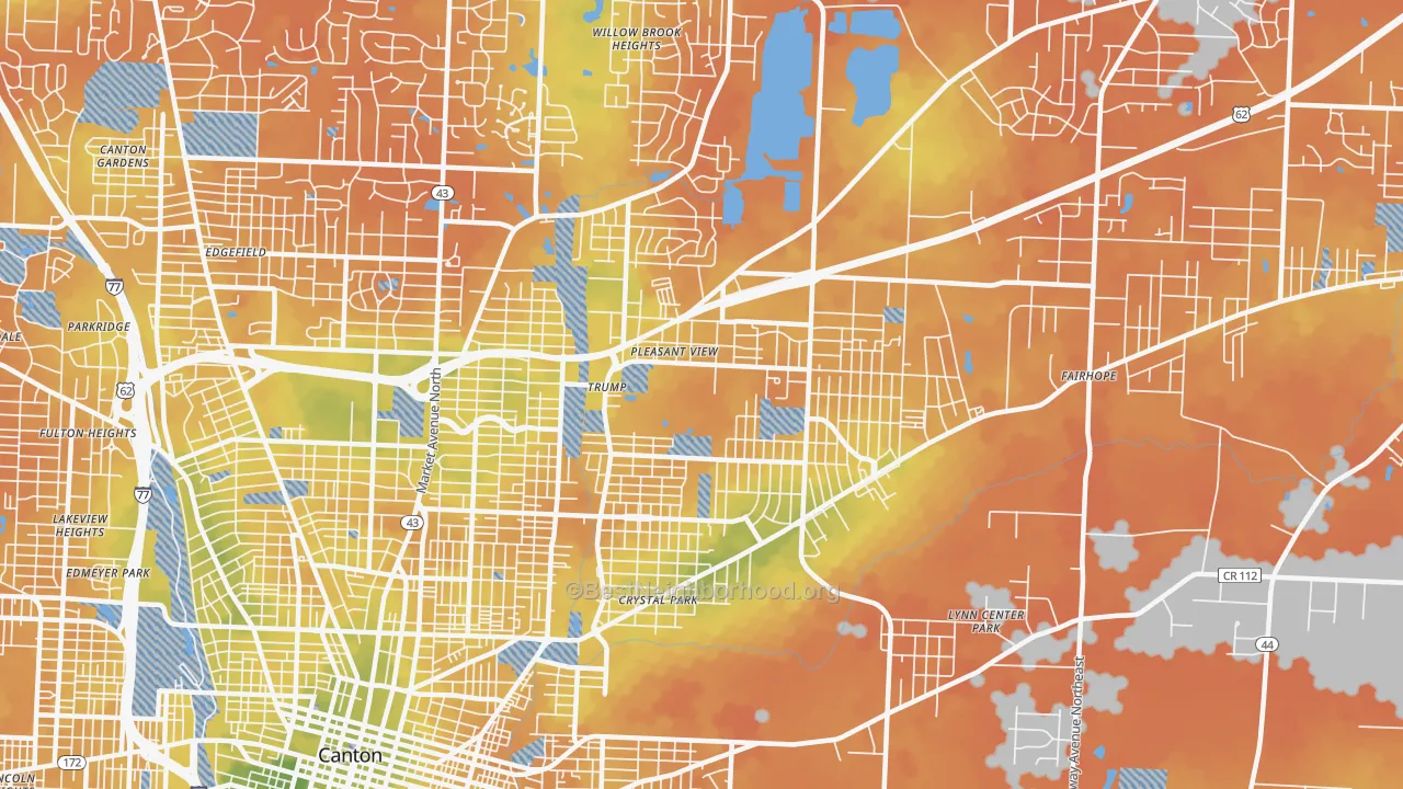 Bike Grade map of 44705, OH