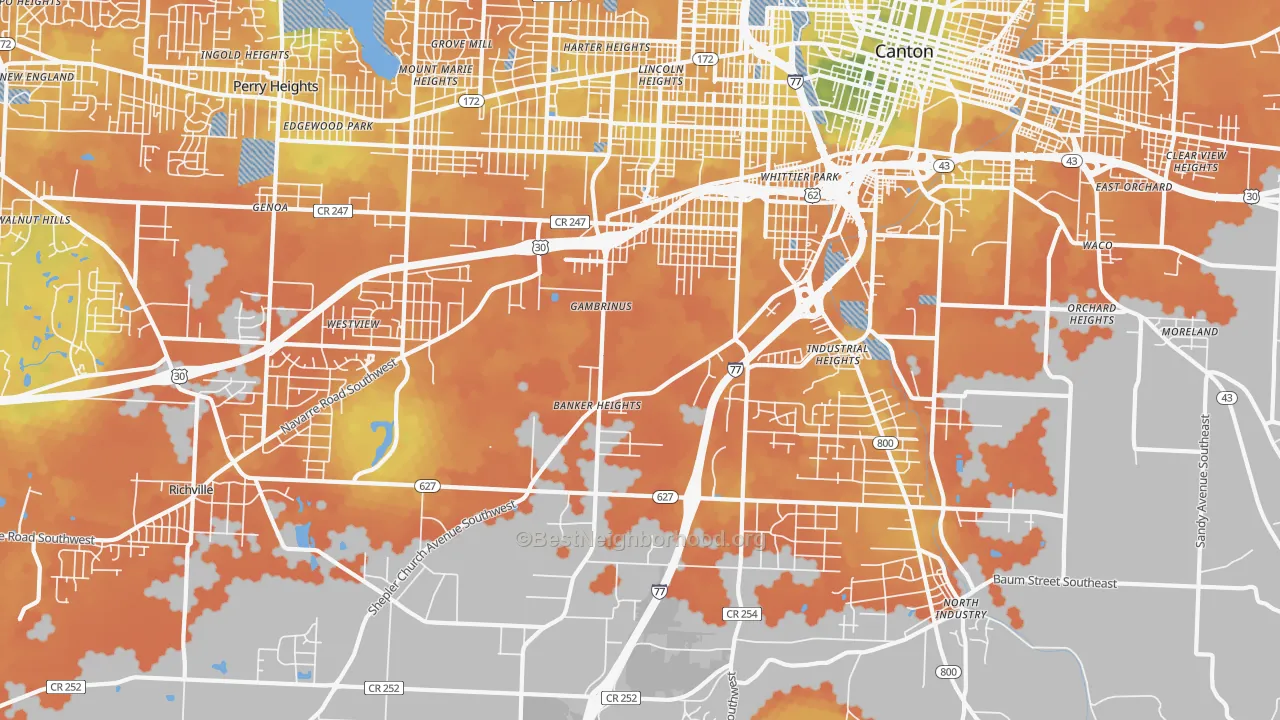 Bike Grade map of 44706, OH