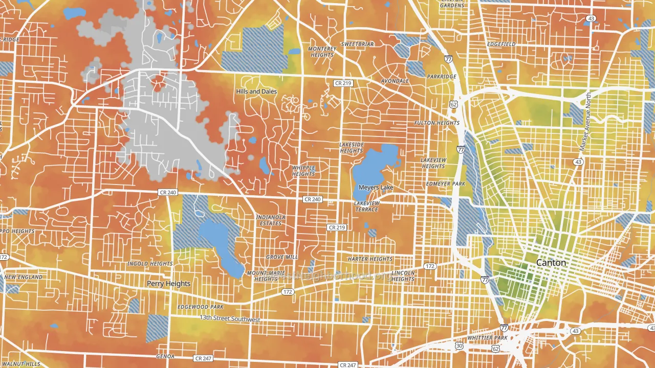 Bike Grade map of 44708, OH