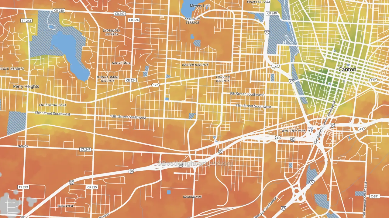 Bike Grade map of 44710, OH