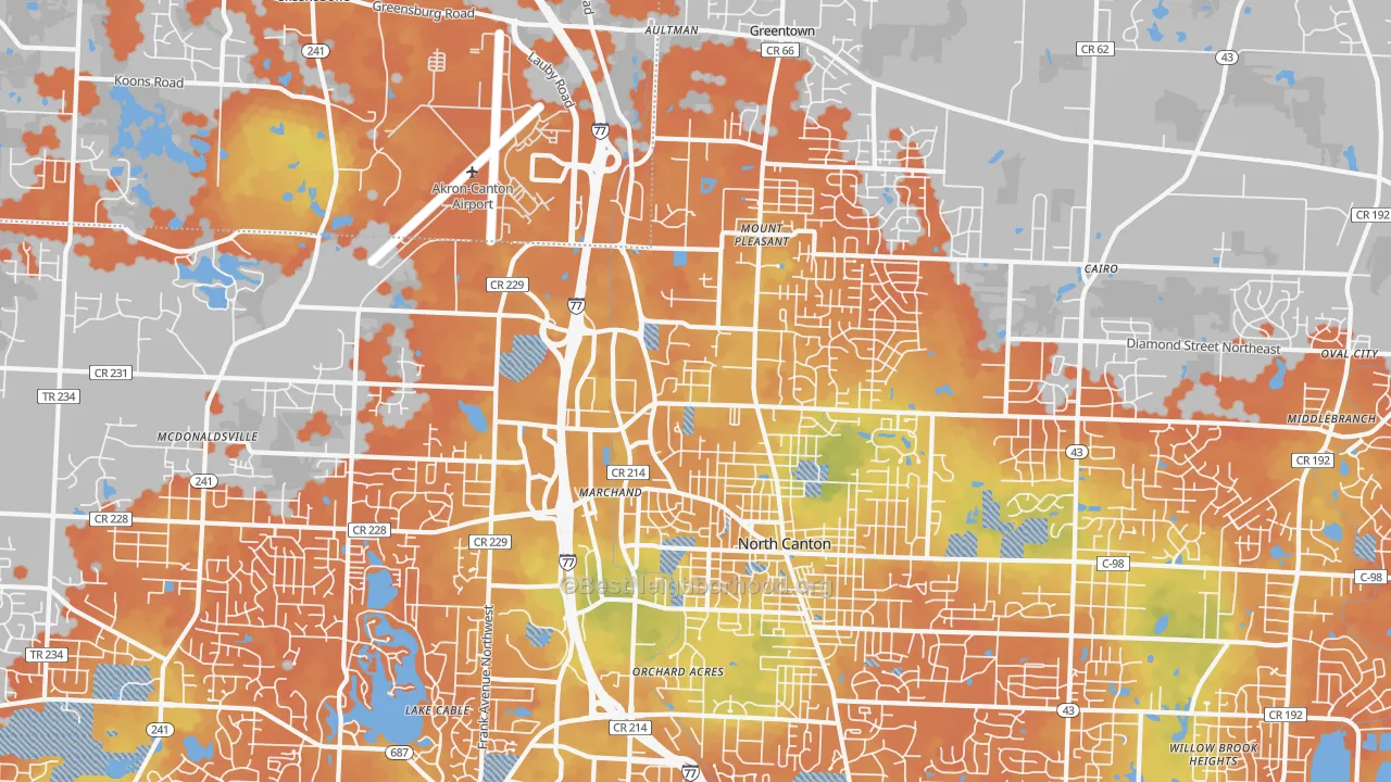 Bike Grade map of 44720, OH