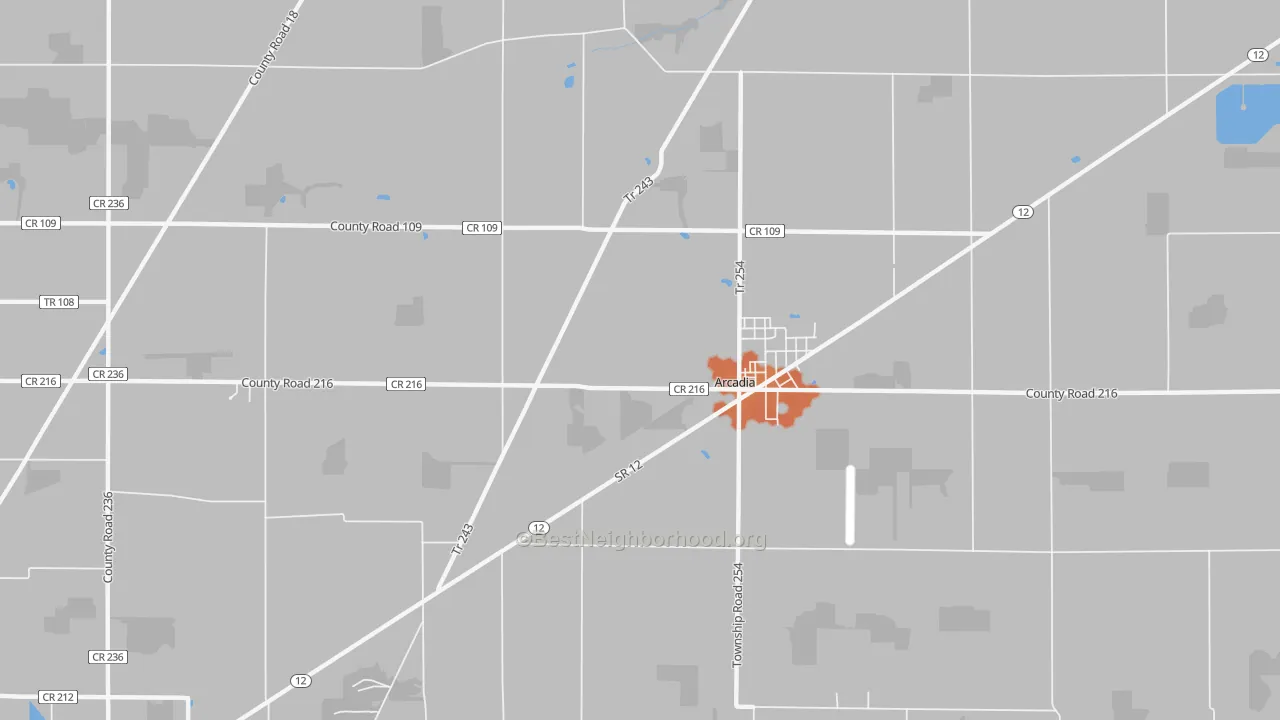 Bike Grade map of 44804, OH