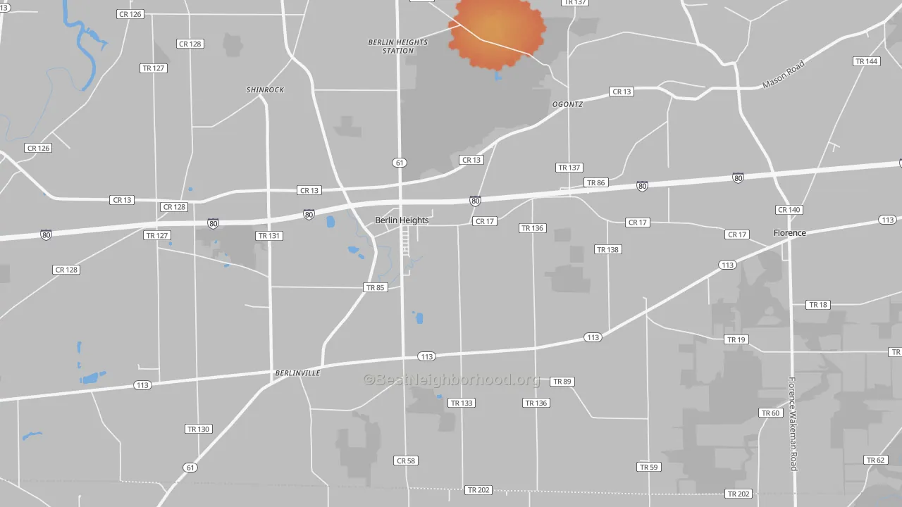 Bike Grade map of 44814, OH