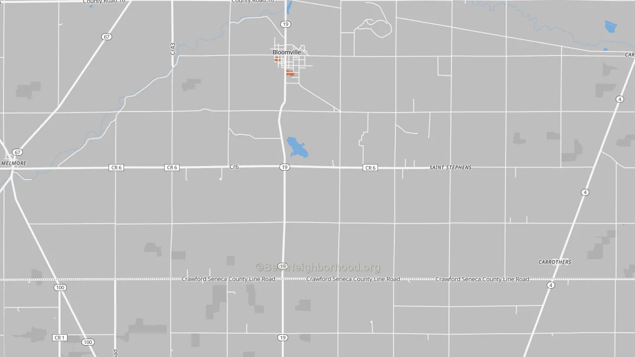 Bike Grade map of 44818, OH