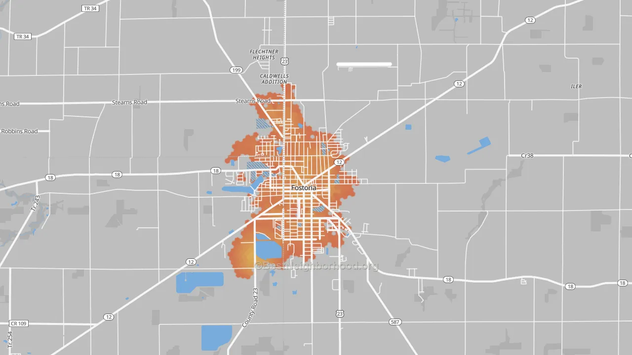 Bike Grade map of 44830, OH
