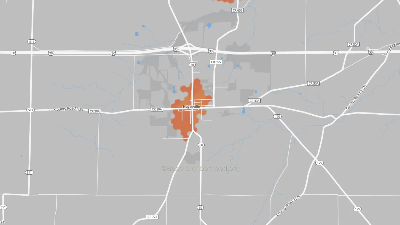 Bike Grade map of 44838, OH