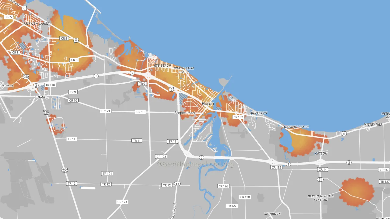 Bike Grade map of 44839, OH