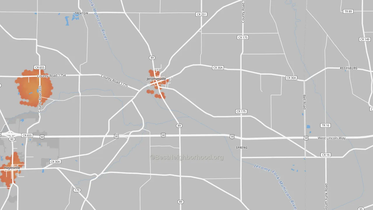 Bike Grade map of 44840, OH