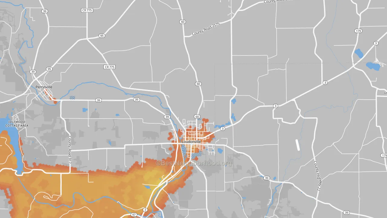 Bike Grade map of 44842, OH